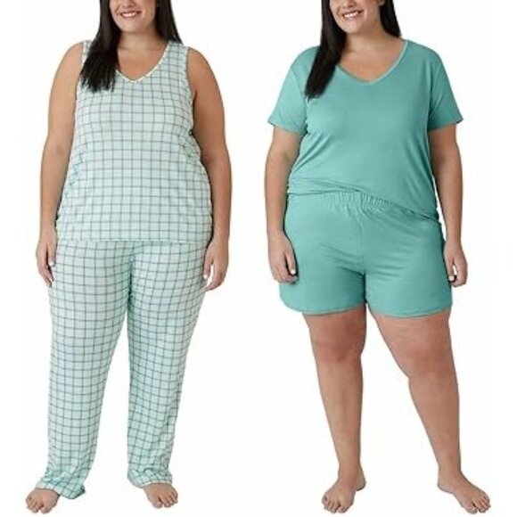 Eddie Bauer Sm 4-Piece Pajama Set Shirt Tank Top Shorts Pants Sleepwear Lounge - Picture 5 of 8